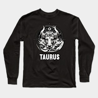 Monochrome Taurus Artistic Long Sleeve T-Shirt